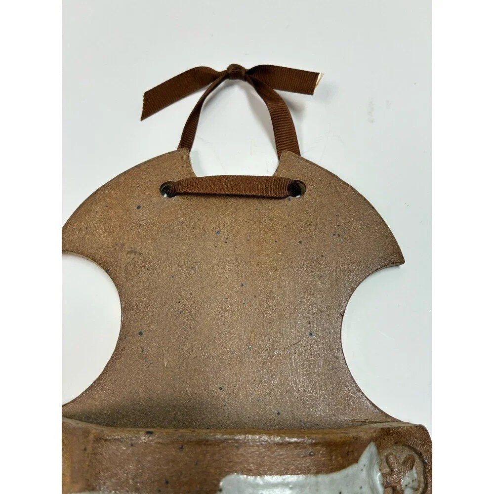 Handmade Pottery Wall Hanging Pocket Vase Beachy Theme